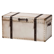 Baxton Studio Nevio Vintage Weathered White Canvas Storage Trunk